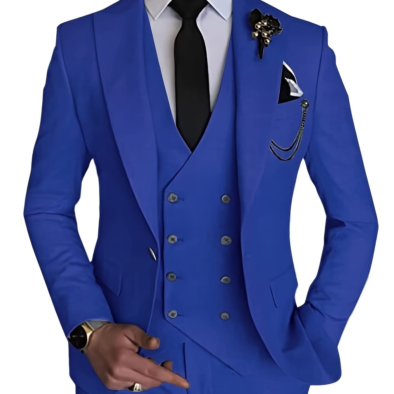 Men's Gentlemen Suits With Slim Fit Blazer & Double Breasted Vest & Pants Set For Wedding Formal Business Party