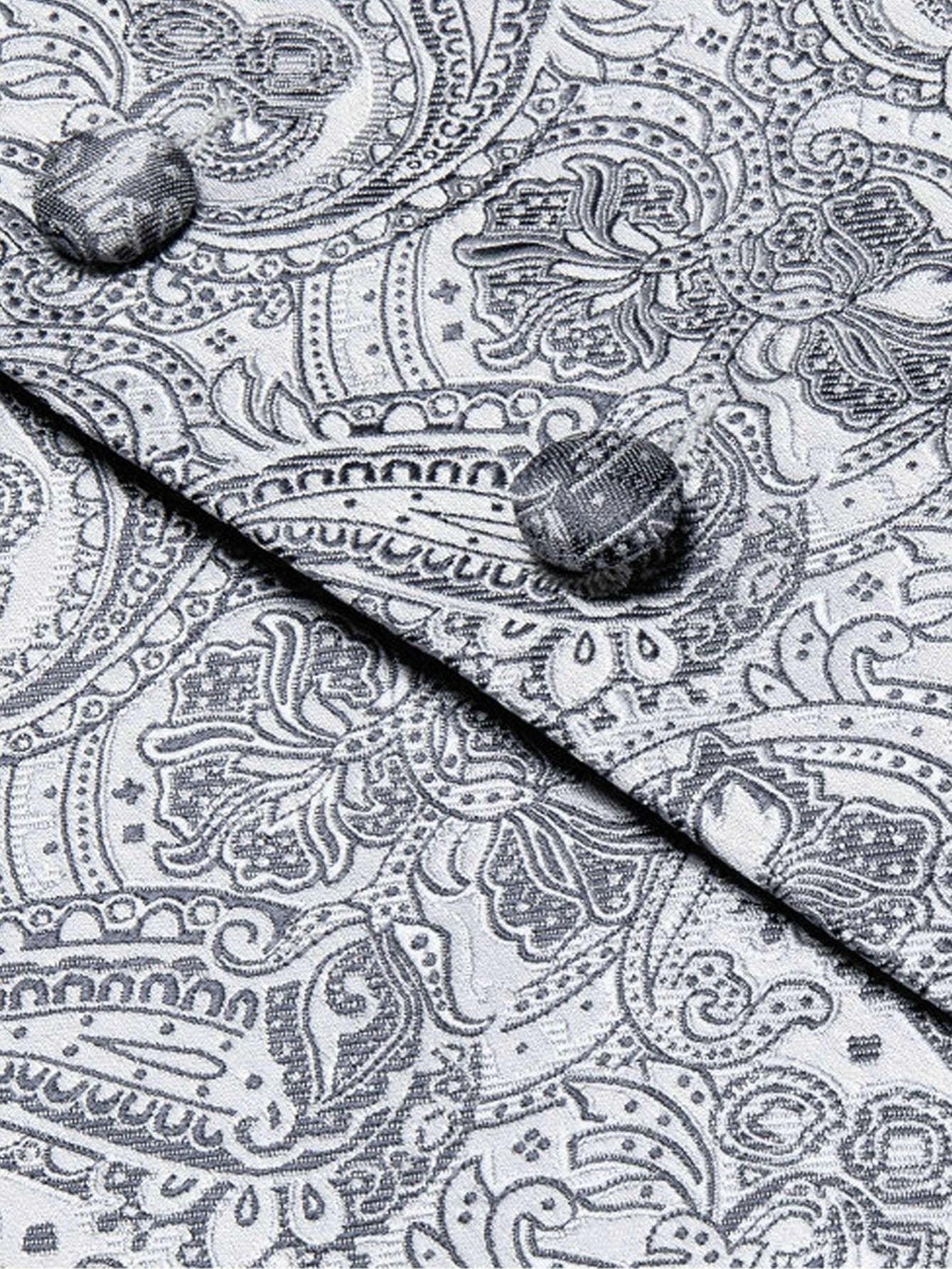 Men's Gray Paisley V-neck Suit Vest And Tie Set For Wedding Party Christmas Gifts
