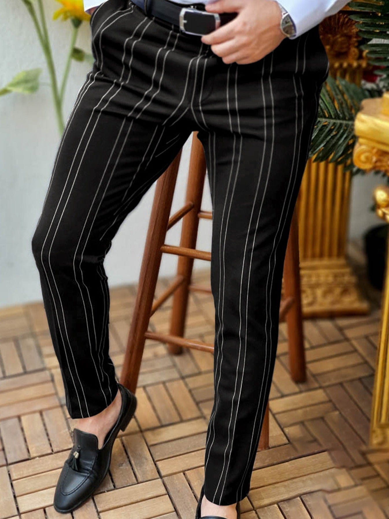 2022 Autumn And Winter New Double Stripes Casual Fashion Pencil Pants Men's Business Social Elastic Pants Casual Suit Pants