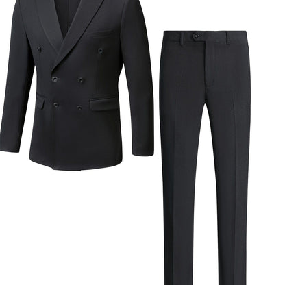 Men's Gentlemen Double Breasted Suit Blazer & Pants Set For Party Performance Business Occasion