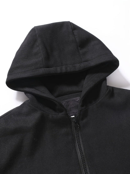 Men's Zip Winter Long Trench Coat Classic Hooded Jacket Top Coat