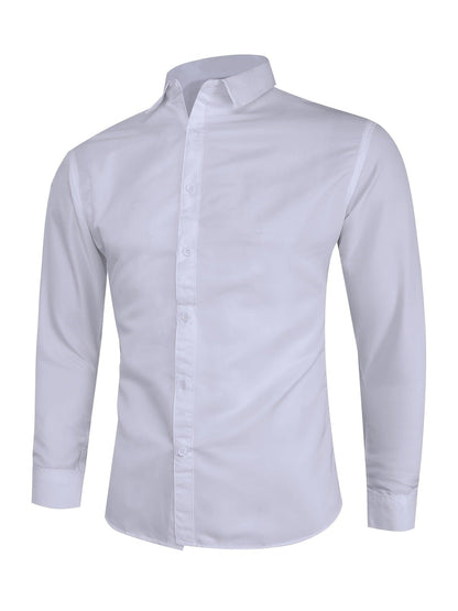 Thin Material, One Size Smaller, Business Button Up Shirt Solid Color Men's Long Sleeve Shirt Christmas Gifts