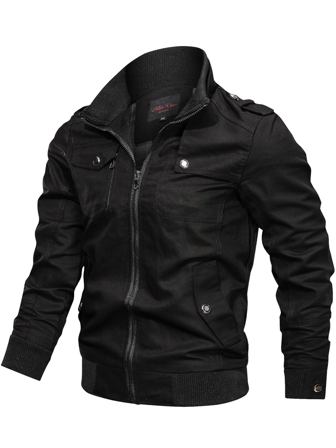 Men's Casual Stand-up Collar Jacket With Multi Pockets ...