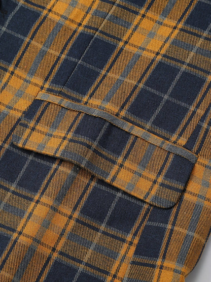 Men's Classic Fit Suits, Autumn Winter Casual Sports Slim Fit One Button Plaid Print Blazer Light Jacket