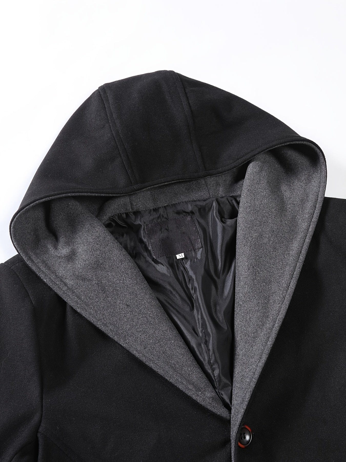 Men's Wool Coat Winter Long Trench Coat Classic Hooded Jacket Top Coat