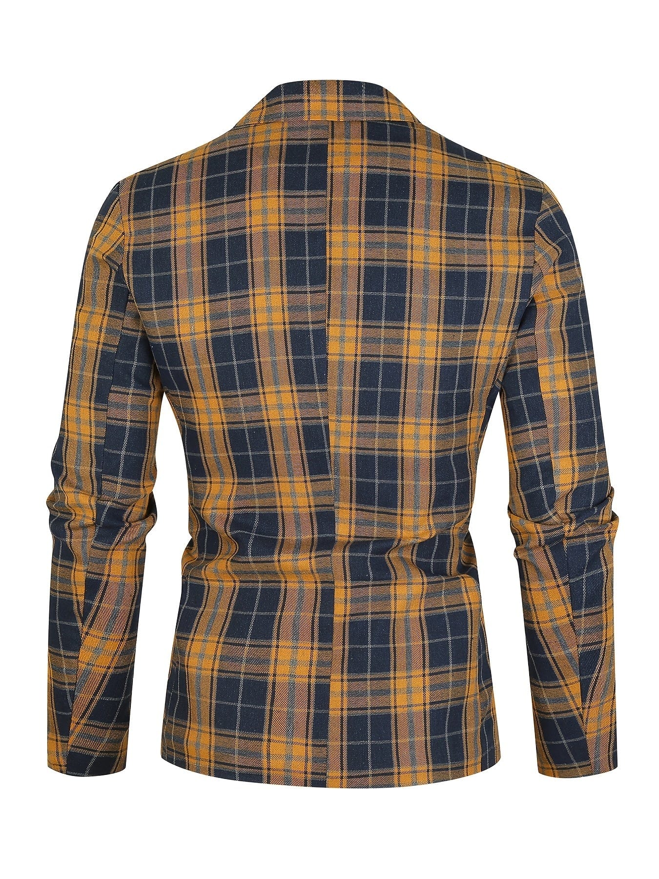 Men's Classic Fit Suits, Autumn Winter Casual Sports Slim Fit One Button Plaid Print Blazer Light Jacket