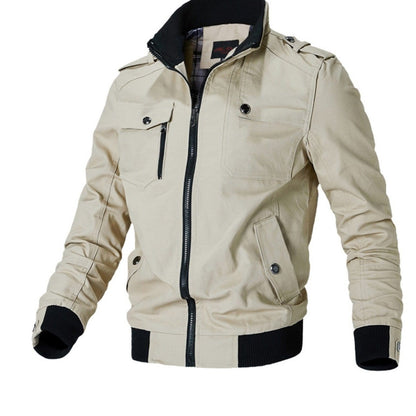 Men's Casual Stand-up Collar Jacket With Multi Pockets