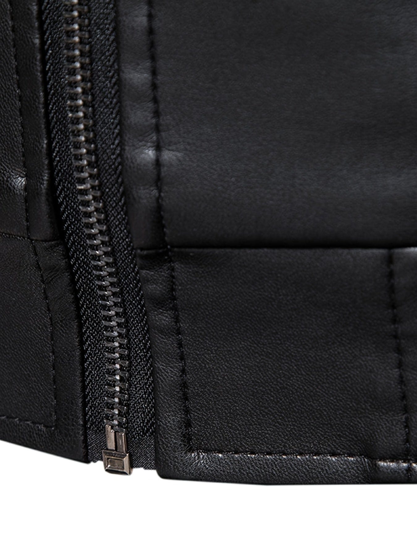 Men's Casual Faux Leather Jacket, Windproof Zip-Up Motorcycle Jacket Outerwear Coat