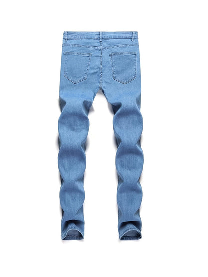Men's Stretch Skinny Small Feet Slim Ripped Jeans