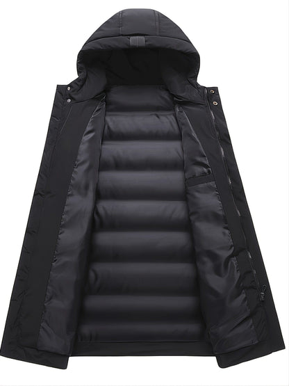 Men's Mid-length Winter Thickened Warm Hooded Padded Jacket