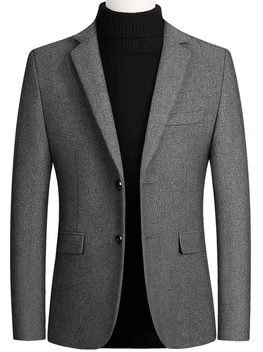 Dressy Jackets For Men, Casual Dark Grey Woolen Suit Jacket Single Breasted Business Blazers