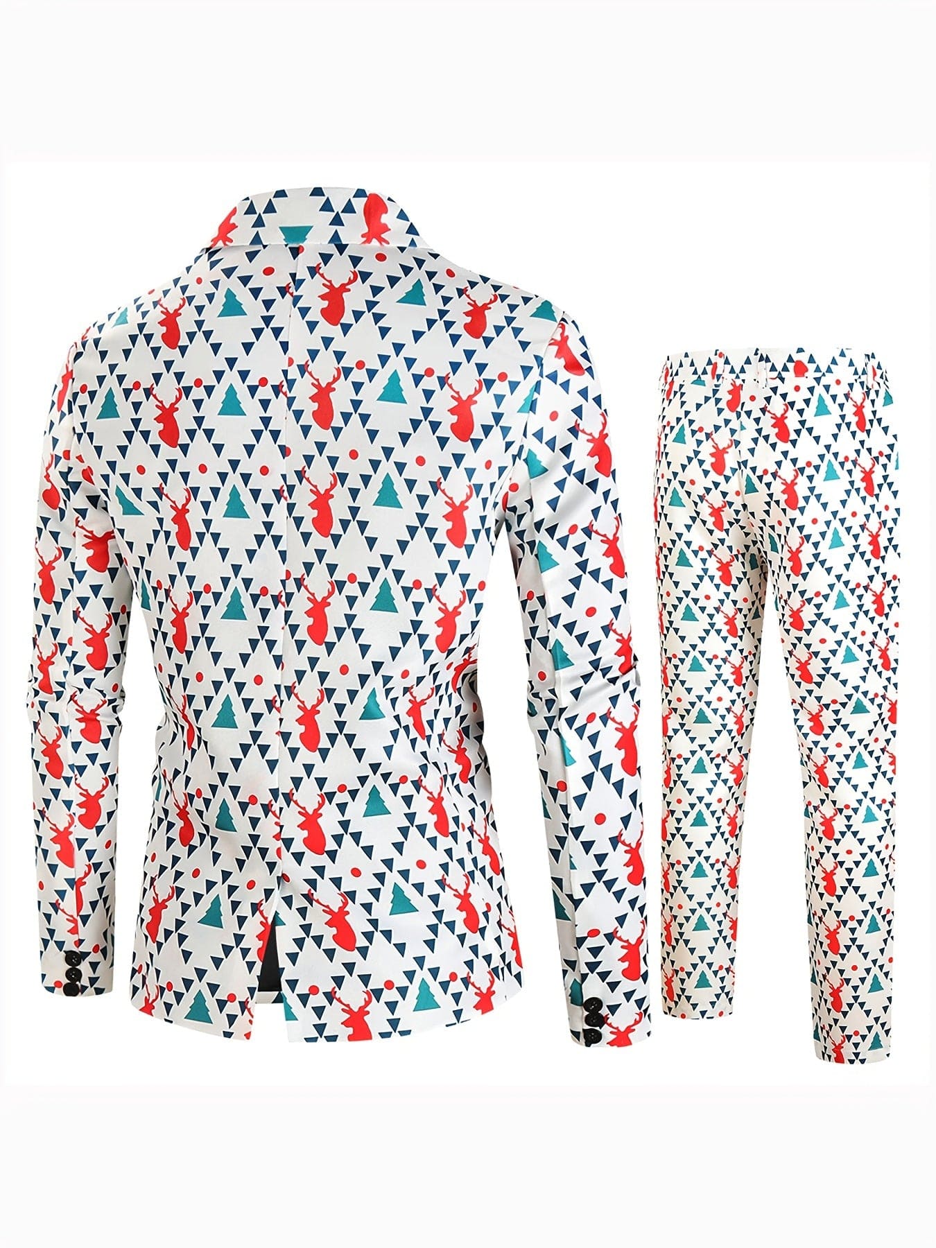 Funny Suit For Men Printed Christmas Elk Includes Jacket, Pants