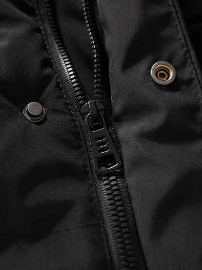 Small Size & Order Size Up Men's Solid Color Long Cotton-padded Jacket With Hood