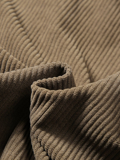 Men's Patched Detail Corduroy Bomber Jacket For Winter