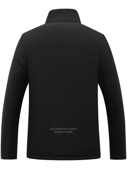 One Size Smaller,  Men's Fleece Casual Jacket, Winter Zipper Stand Collar Jacket With Pockets Jacket Gifts