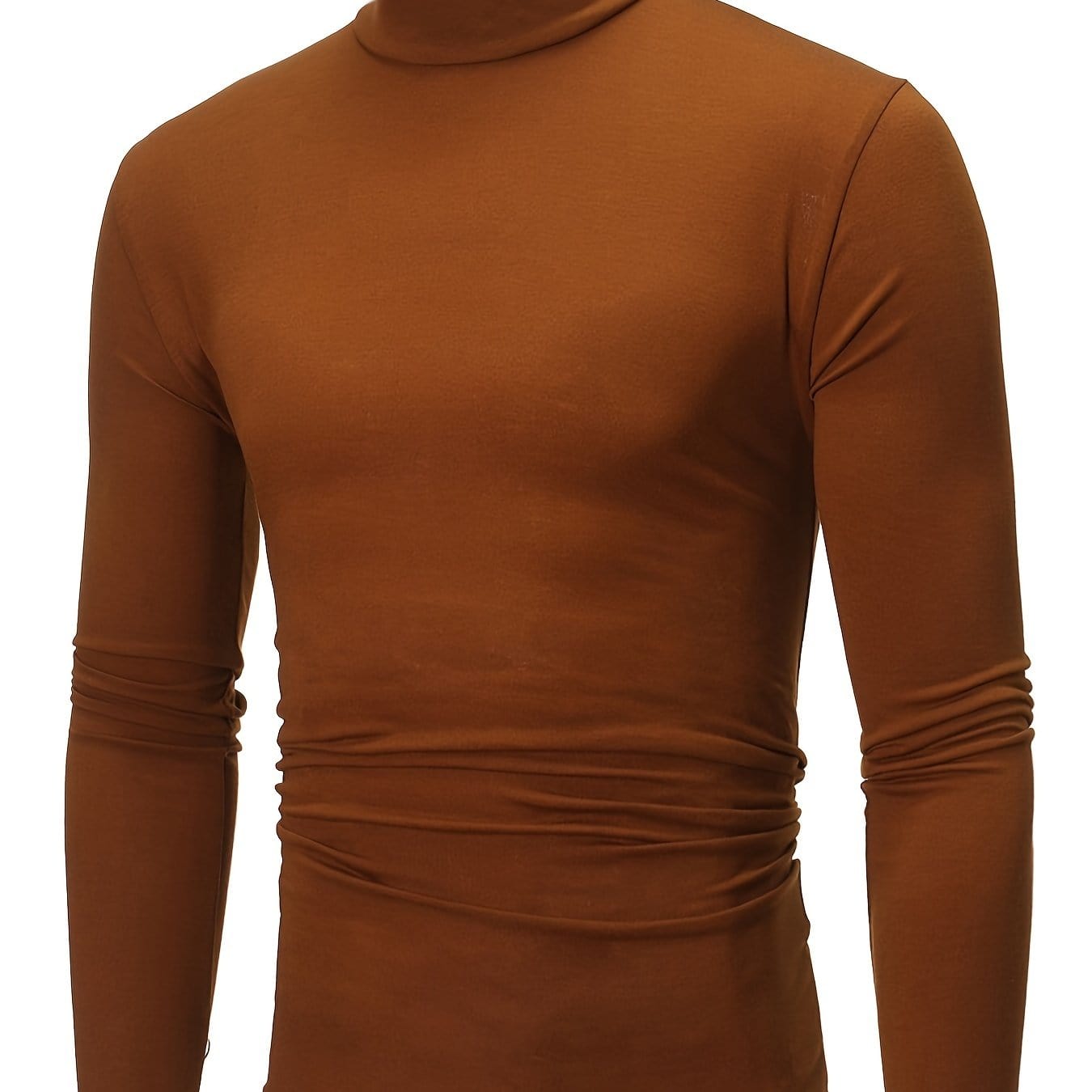Close-Fitting And Thin, Men's Casual Long Sleeve Turtleneck Base Layer Shirt
