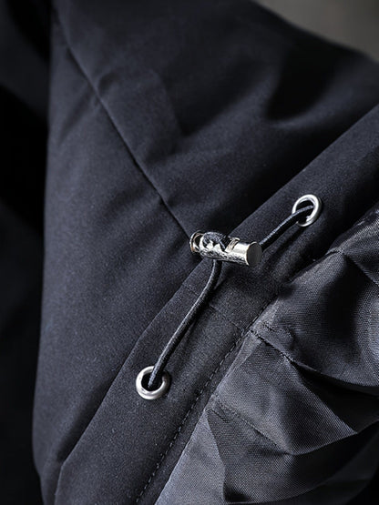 Men's Thick Winter Hooded Parka Jacket, Casual Solid Zip Warm Loose Cotton-padded Jacket Coat