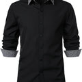 Men's Button Down Plaid Collar  Long Sleeve Shirt, Business Casual Dress Shirts