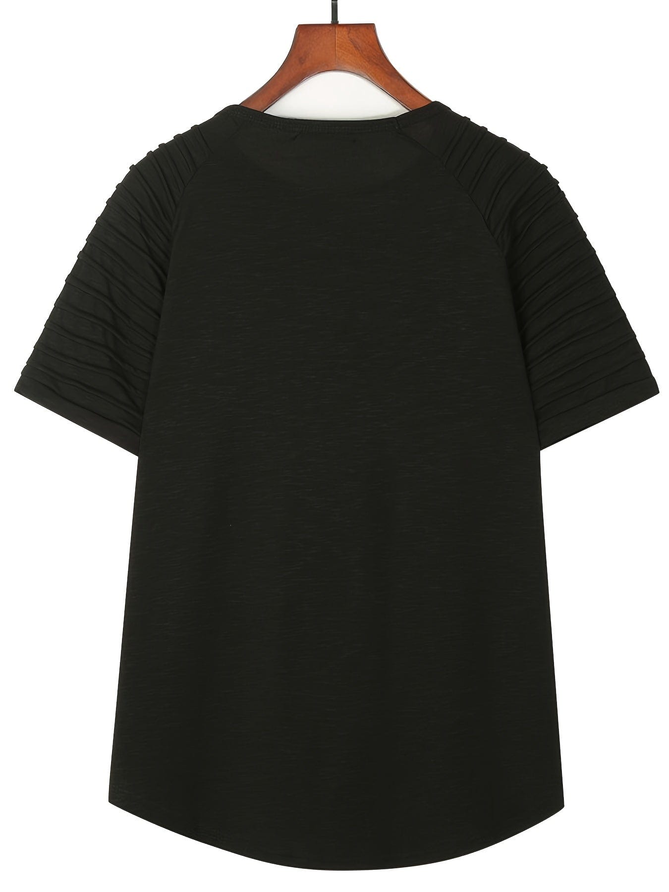 Men's Casual Solid T-shirt With Pleated Raglan Sleeve For Sports Gym Workout