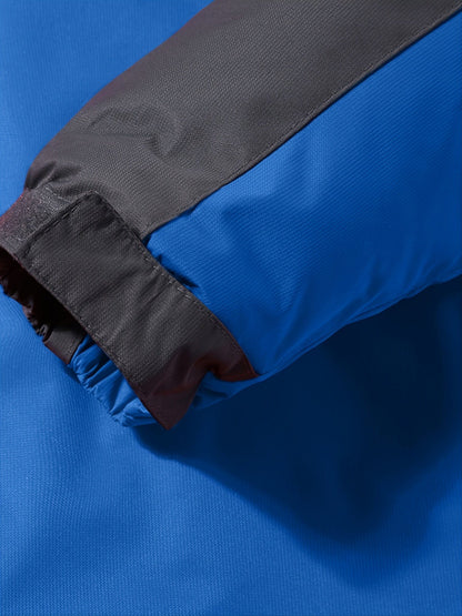 Men's Windproof Fleece Hooded Cotton-padded Jacket, Casual Out Stitching Warm Jacket For Autumn/Winter
