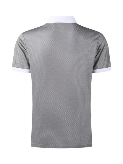 New Men's Lapel Polo Shirt Zip Print Polo Shirt Christmas Gifts