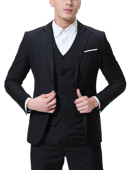 New Men's Two-button Business Casual Suit Three-piece Suit