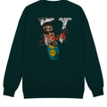 Men's Vintage Fleece V Letter Graphic Print Round Neck Pullover Sweatshirt
