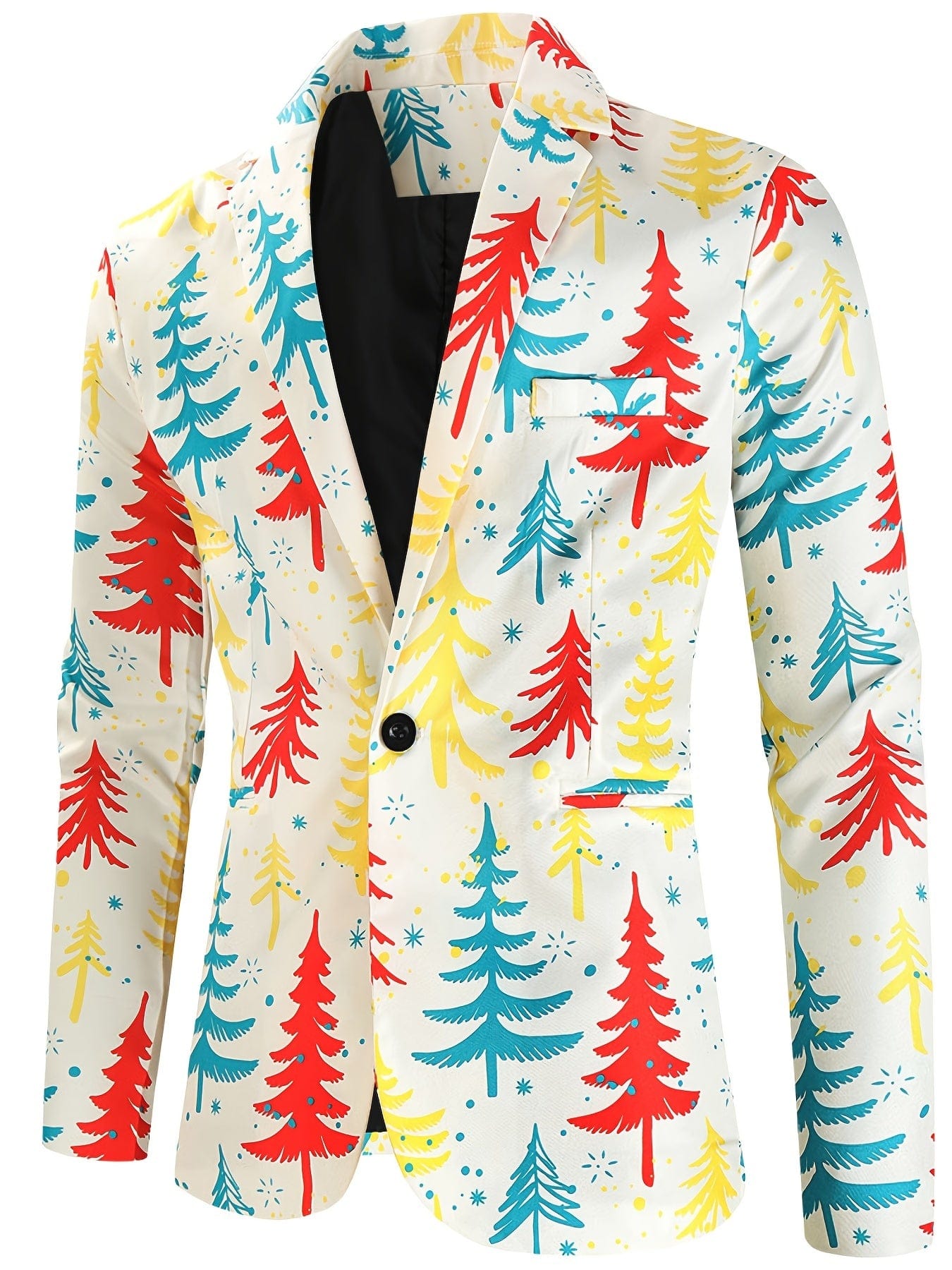 2pcs Men's Suit Jackets And Pants Funny Printed With Christmas Tree