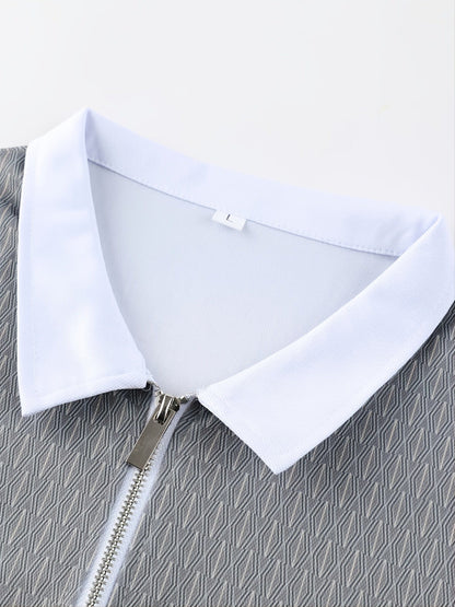 New Men's Lapel Polo Shirt Zip Print Polo Shirt Christmas Gifts