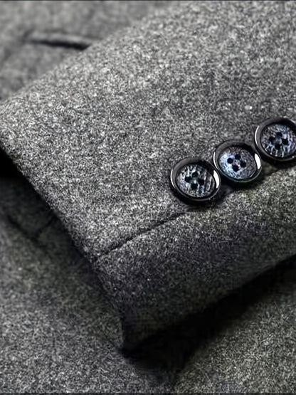Dressy Jackets For Men, Casual Dark Grey Woolen Suit Jacket Single Breasted Business Blazers