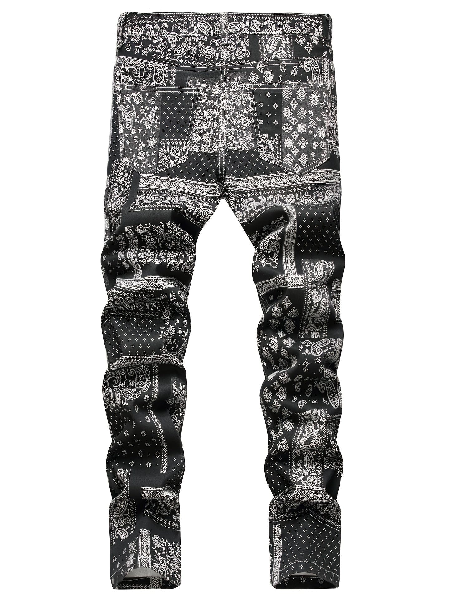 Men's Slim Jeans, Stretch Floral Pattern Denim Pants Men Clothes Best Sellers