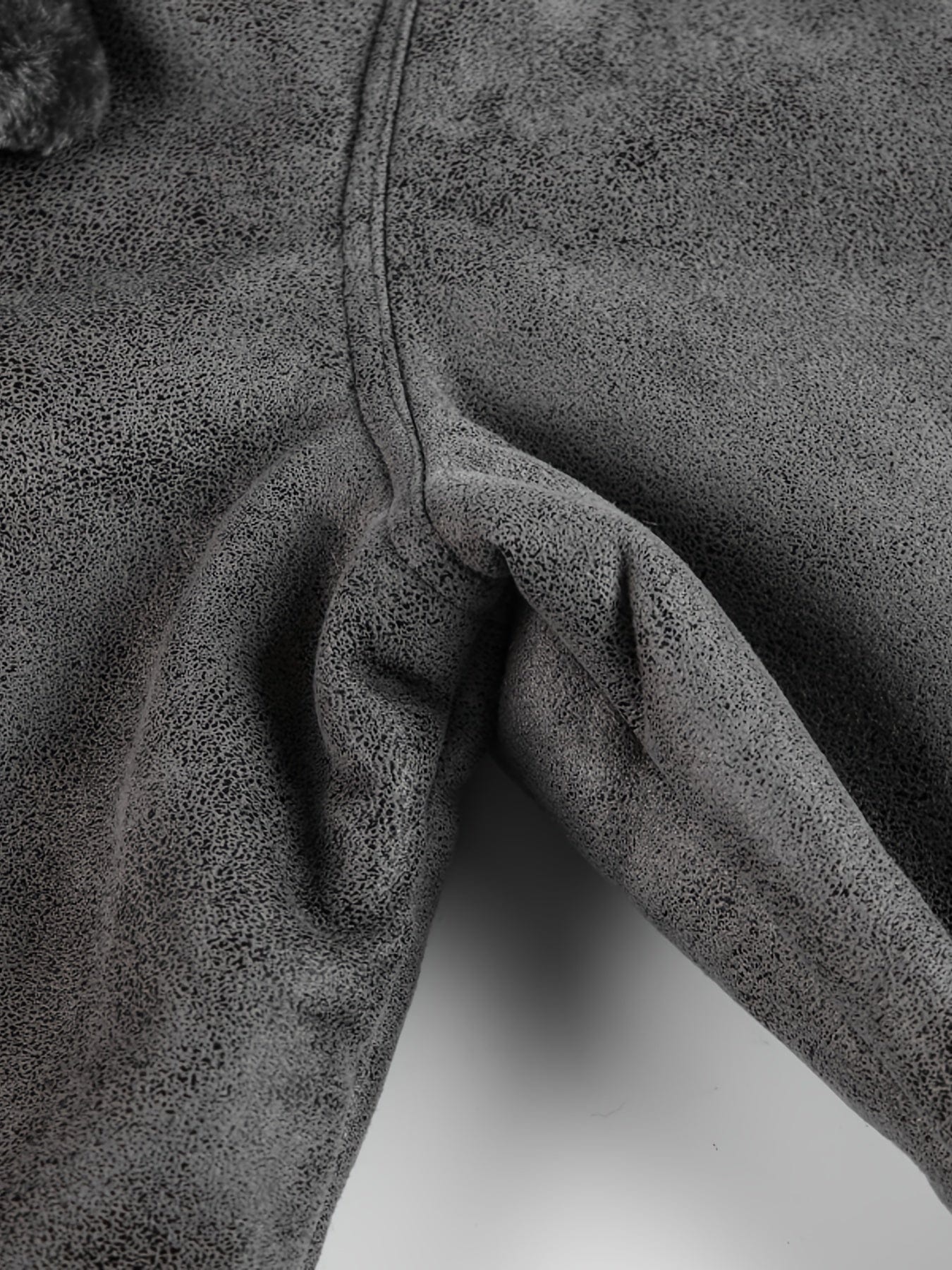 Men's Casual Solid Color Fleece Thickened Faux Leather Jacket