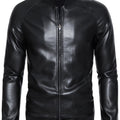 Men's Casual Faux Leather Jacket, Windproof Zip-Up Motorcycle Jacket Outerwear Coat