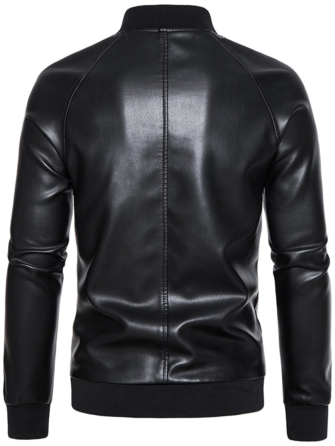Men's Casual Faux Leather Jacket, Windproof Zip-Up Motorcycle Jacket Outerwear Coat