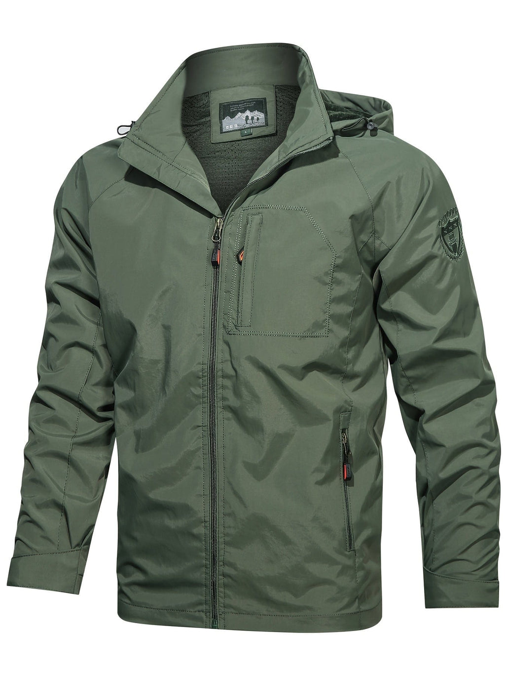 Men's Fall/Winter Casual Lightweight Waterproof Windbreaker Hooded Jacket With Zipped Pockets