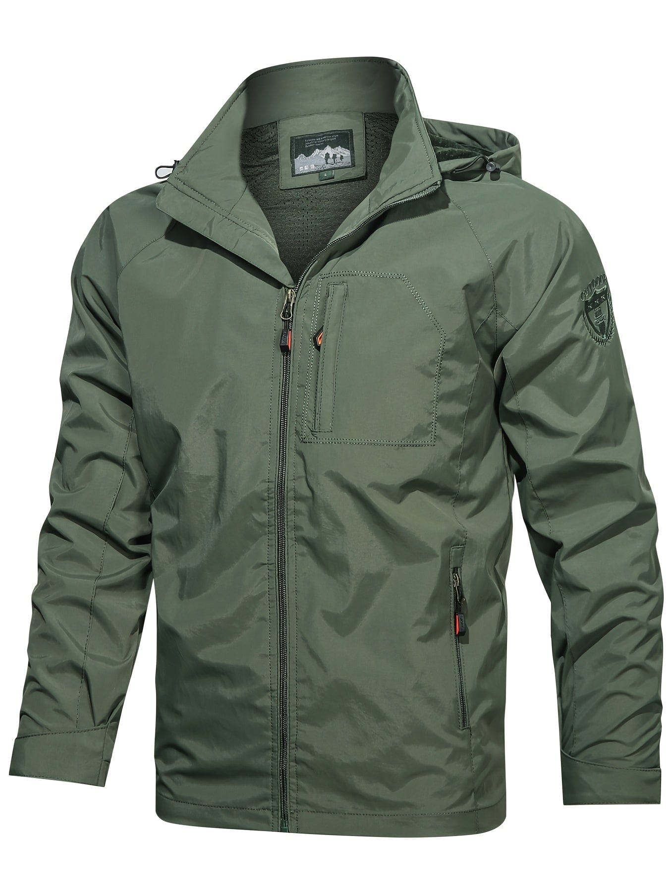 Men's Fall/Winter Casual Lightweight Waterproof Windbreaker Hooded Jacket With Zipped Pockets