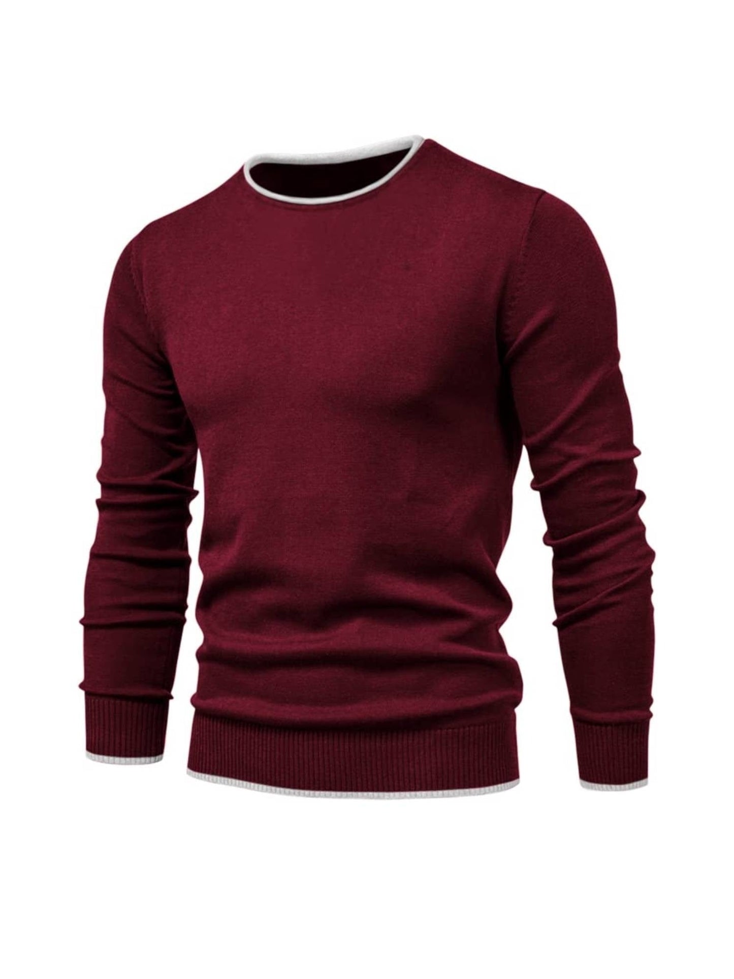 Men's Solid Sweater Crew Neck Long Sleeve Knitted Pullover Jumper Tops