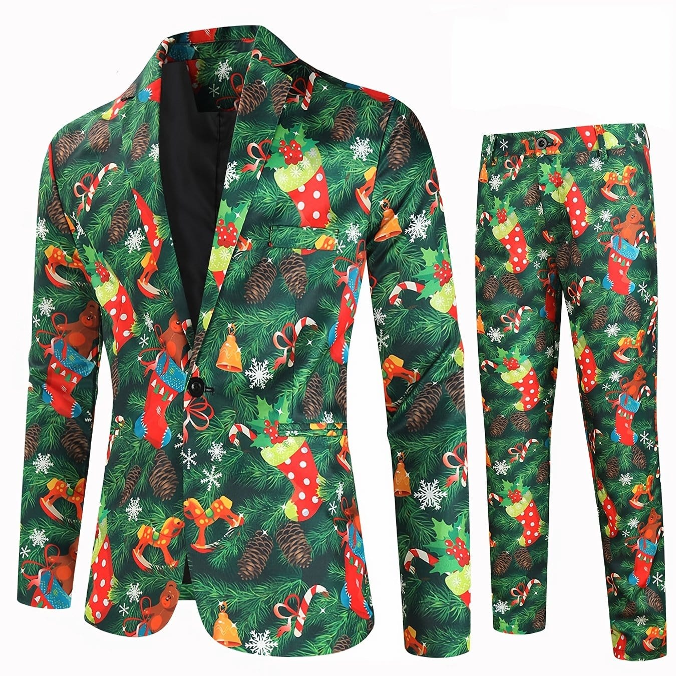 Holiday Men's Suit And Pants Sold Separately With Ugly Christmas Printed