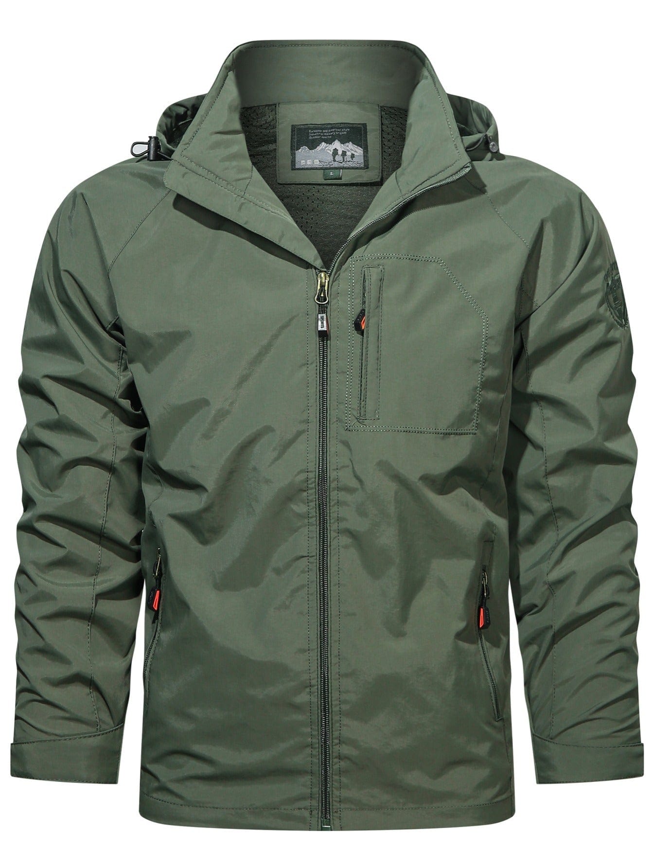 Men's Fall/Winter Casual Lightweight Waterproof Windbreaker Hooded Jacket With Zipped Pockets
