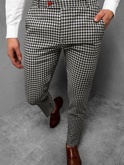 New Men's Plaid Casual Pants Business Social Suit Pants