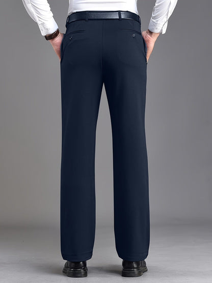 Solid Color Suit, Men's Two-button Rear Slit Business Suit + Suit Pants