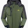 Men's Winter Outdoor Thermal Jacket, Casual Color Block Windproof Hooded Jacket With Pockets Christmas Gifts