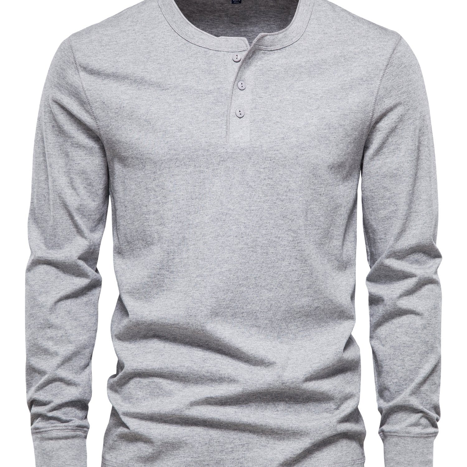 Men's Henley Collar Long Sleeve T Shirt