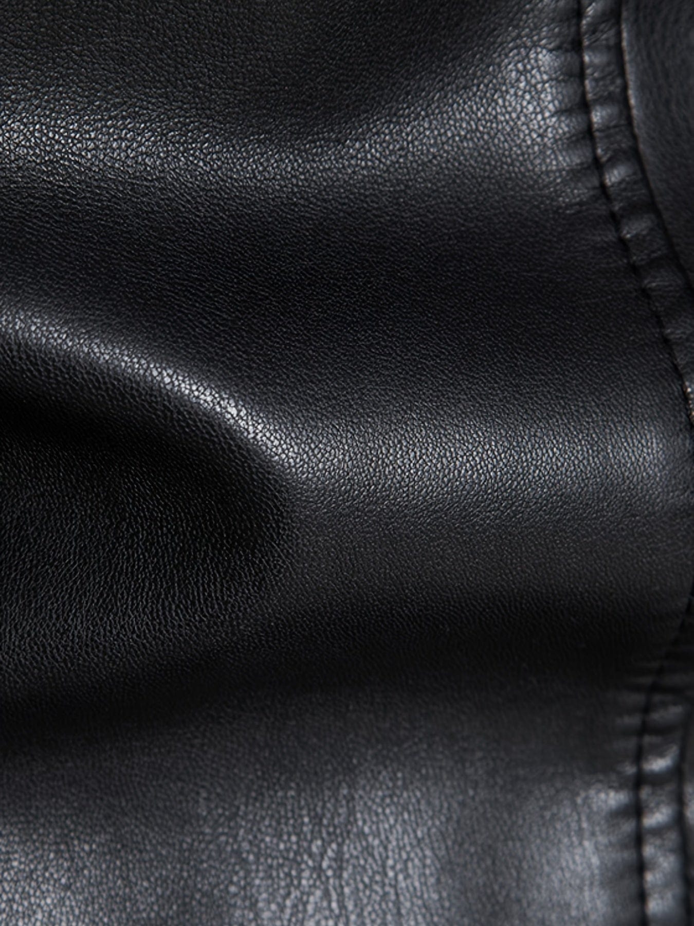 Men's Casual Faux Leather Jacket, Windproof Zip-Up Motorcycle Jacket Outerwear Coat