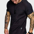 Men's Casual Solid T-shirt With Pleated Raglan Sleeve For Sports Gym Workout