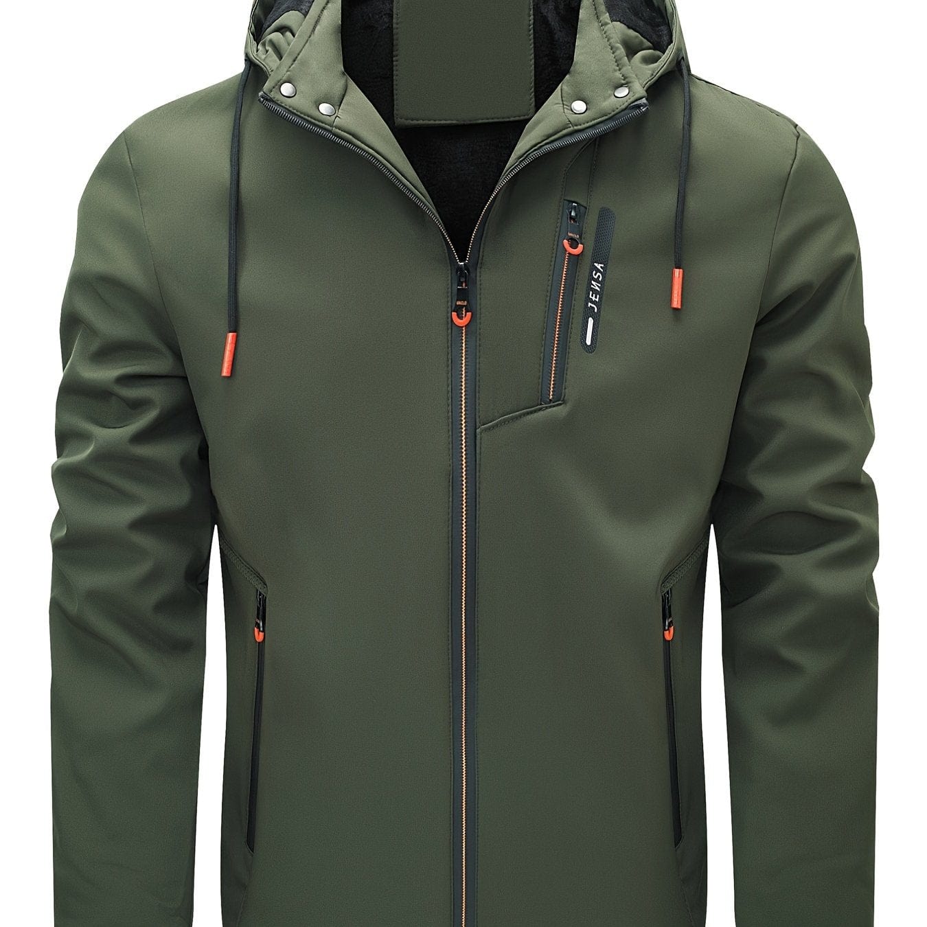 Men's Outdoor Sports Zipper Fleece Lined Hooded Jacket Coat