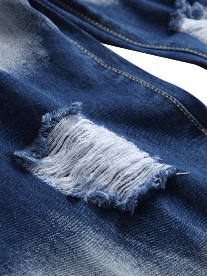 Men's Ripped Jeans, Distressed Destroyed Slim Fit Straight Leg Denim Pants