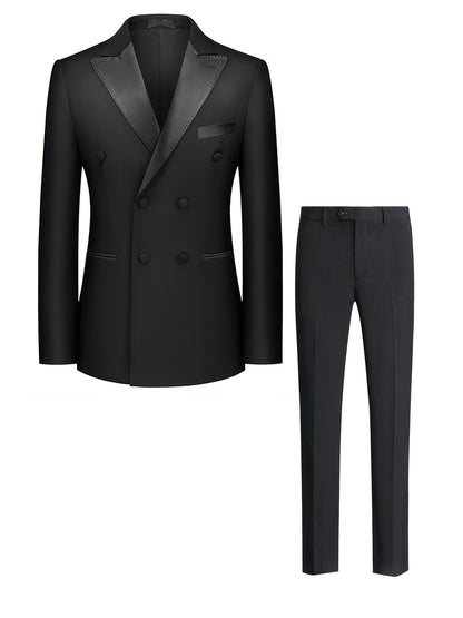 Men's Business Blazer Suit, Double Breasted Formal Suit With Pants