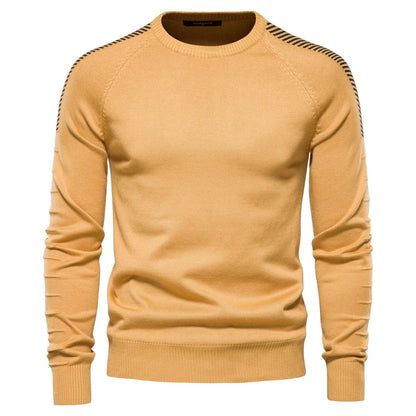 Spliced Drop Sleeve Sweater Men Casual O-neck Slim Fit
