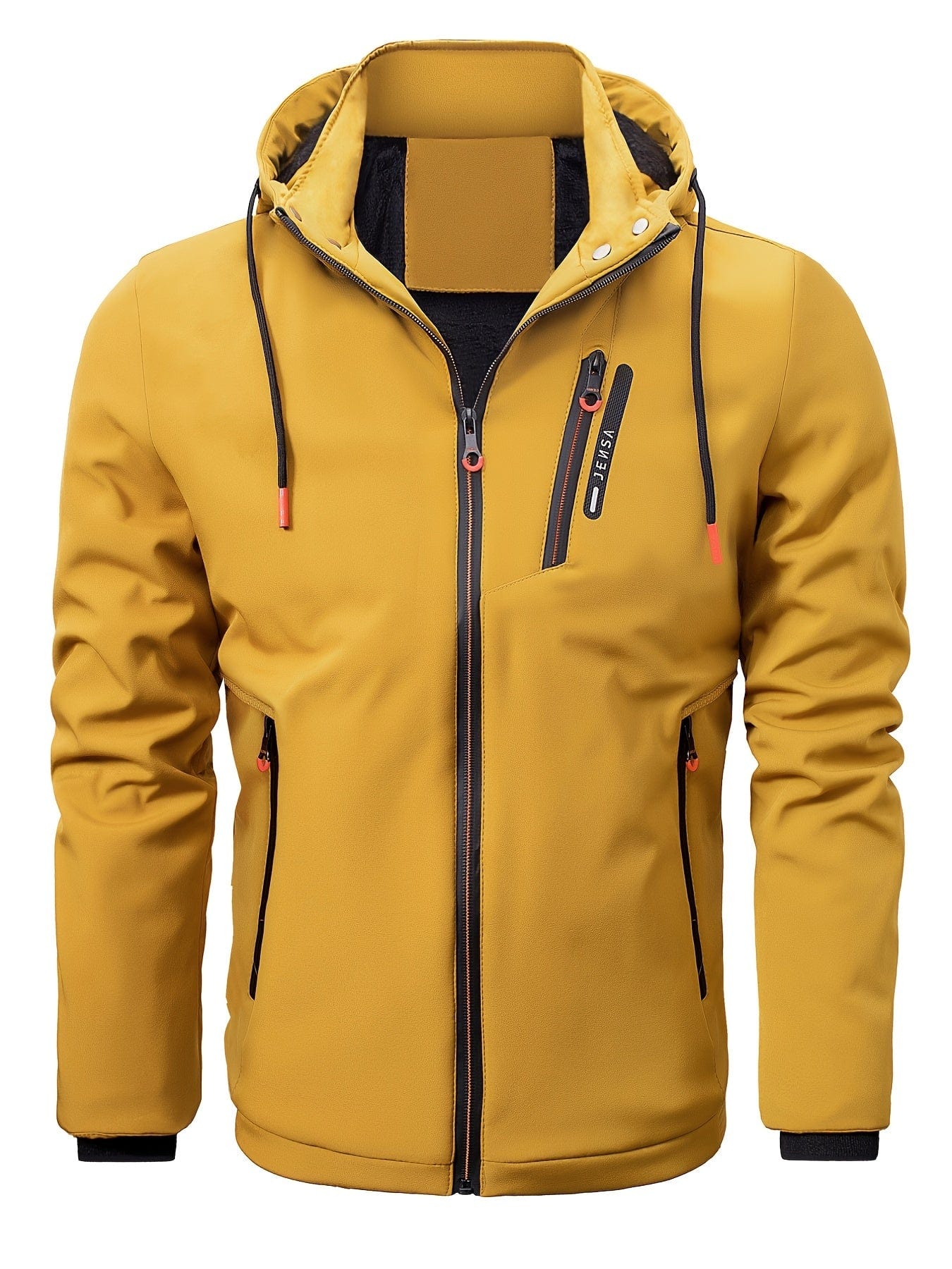 Men's Outdoor Sports Zipper Fleece Lined Hooded Jacket Coat